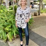 Brave + True - Hunter Pant – Midnight + Astrid Shirt – Love - off White/black