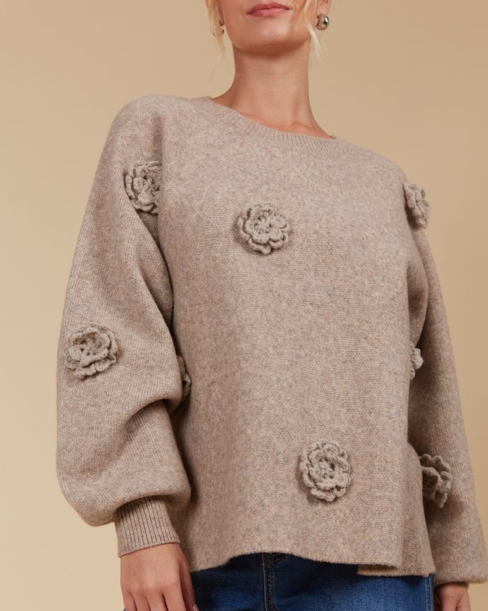 Miru Flower Jumper – Taupe