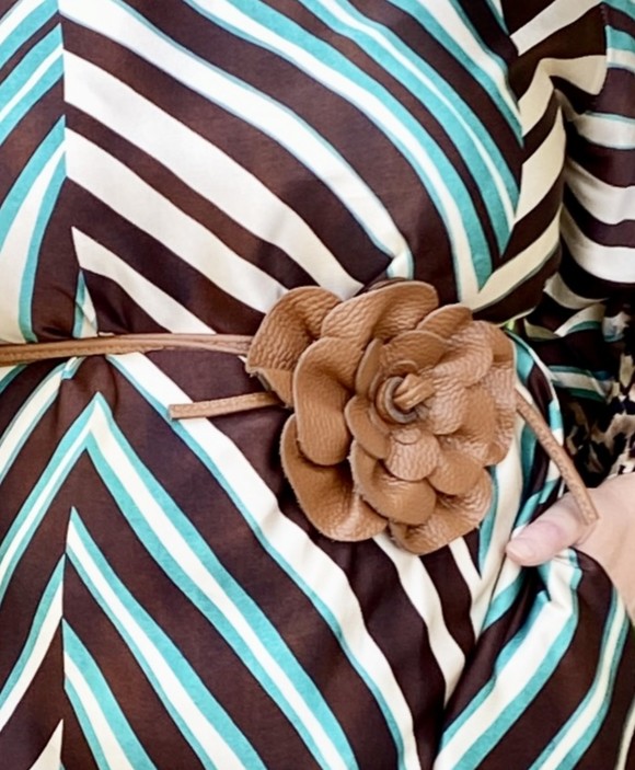 Flower Wrap Belt – Brown