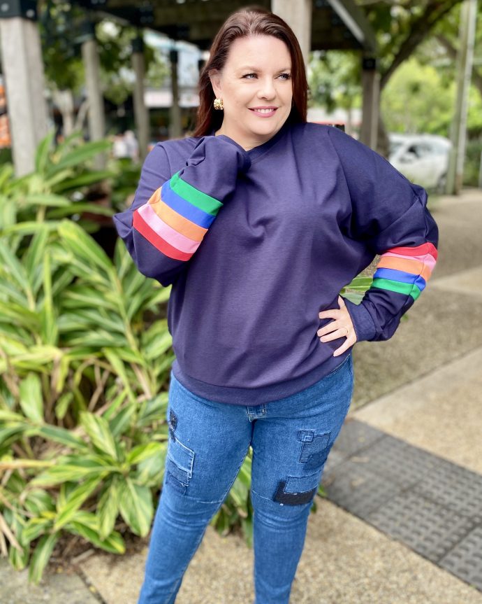 Davina Jumper – Navy Rainbow