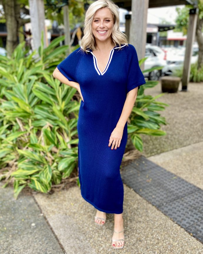 Samantha Knit Dress – Navy