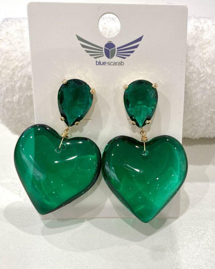 Isabelle Heart Earrings – Green