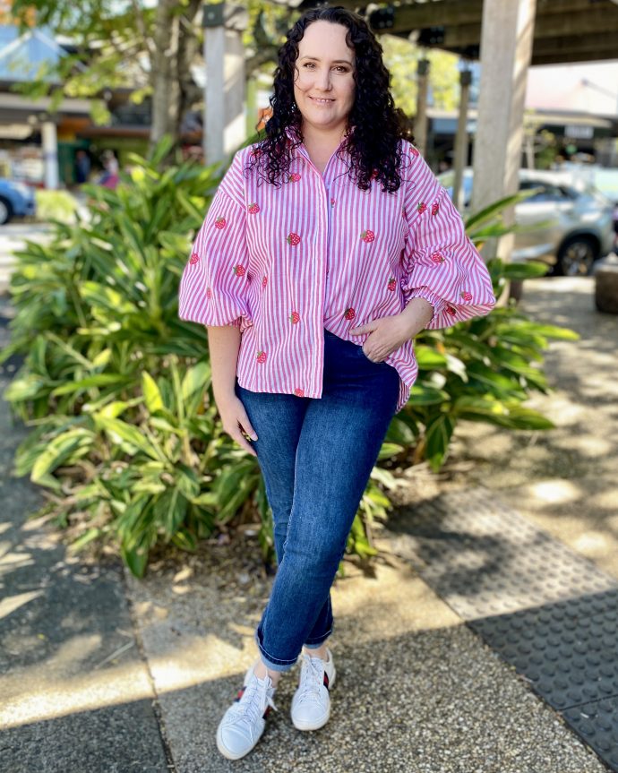 Abby Strawberry Shirt – Pink