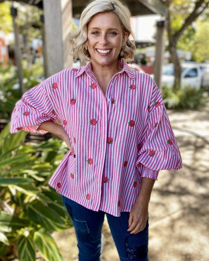 Abby Strawberry Shirt – Pink