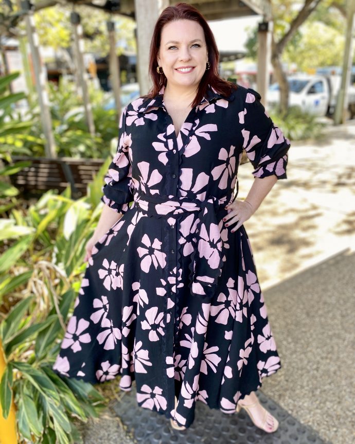 Poppy Dress – Black Pink