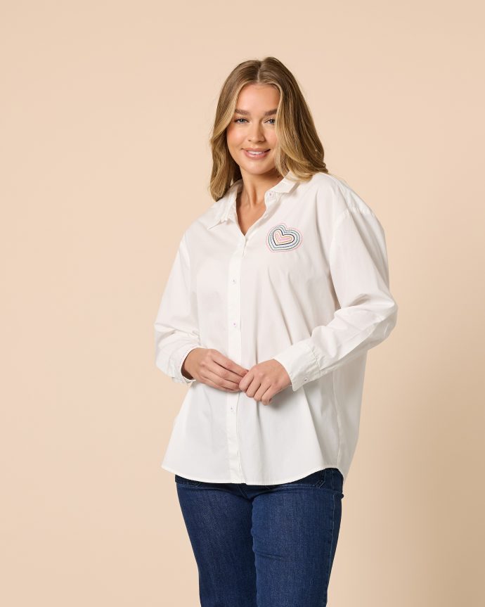 Sweetheart Emb Shirt – White
