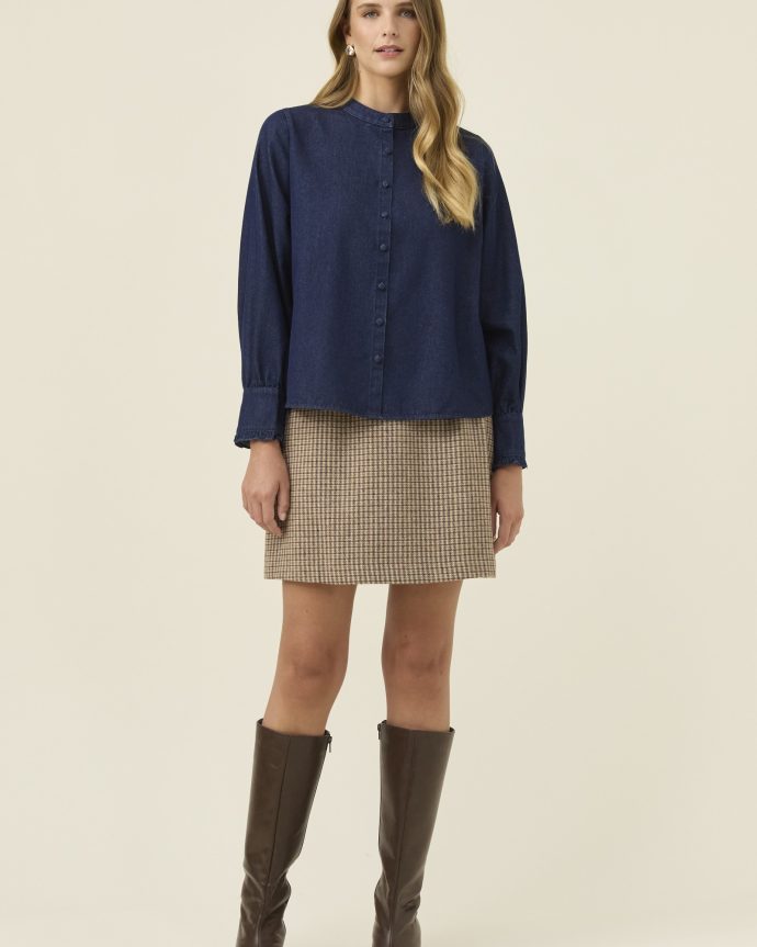 Sloane Denim Frill Shirt – Indigo