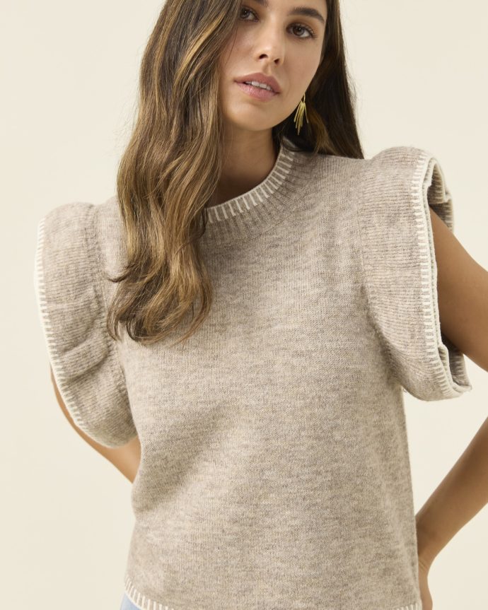 Athena Frill Knit – Stone