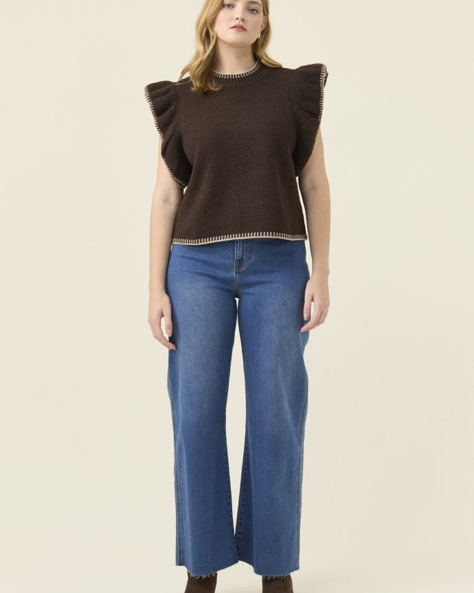 Athena Frill Knit – Choc