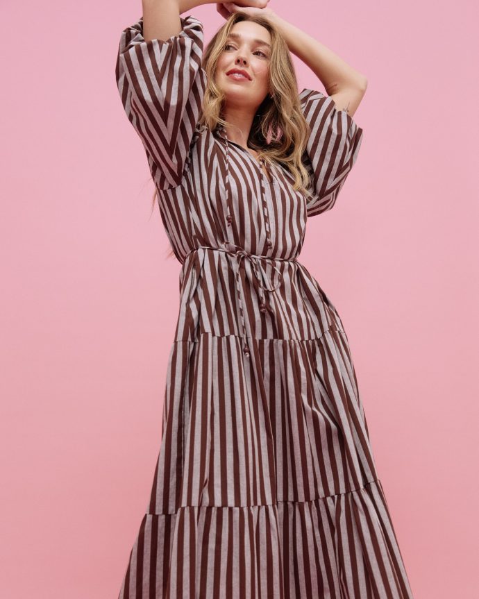 Monterosa Stripe Maxi Dress – Brown