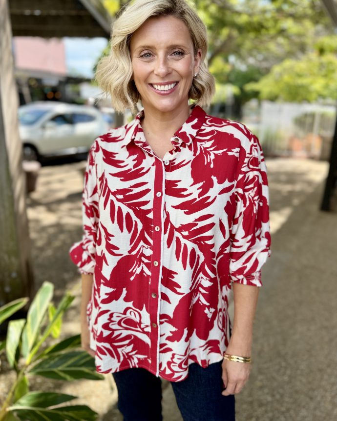 Moulin Rouge Floral Shirt – Red