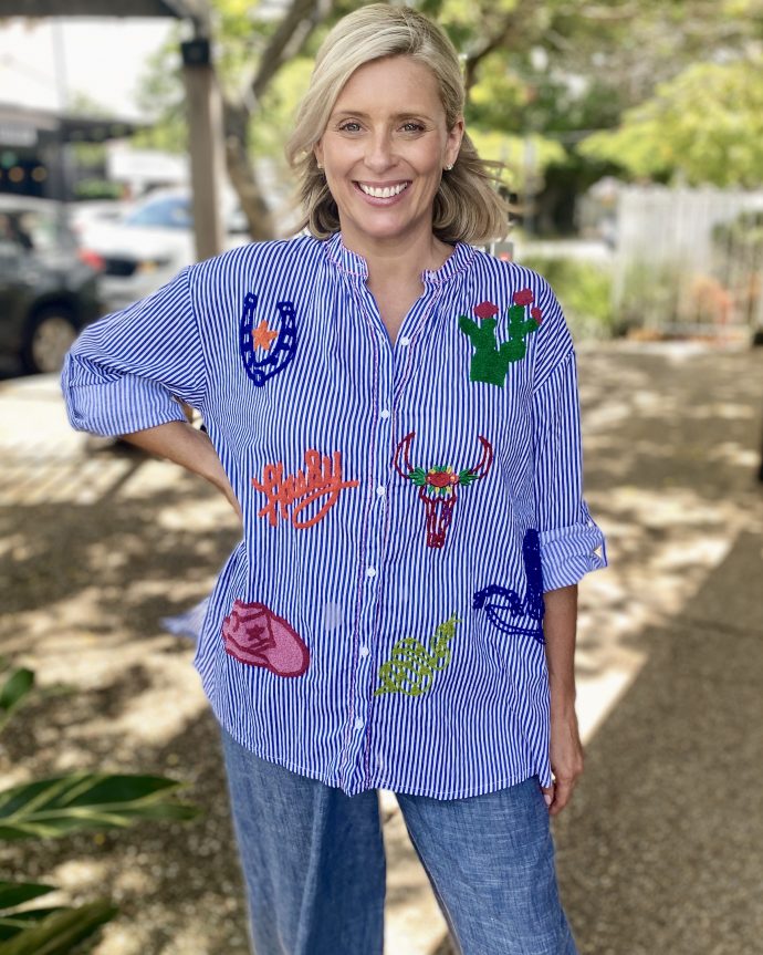 Howdy Shirt – Navy Stripe