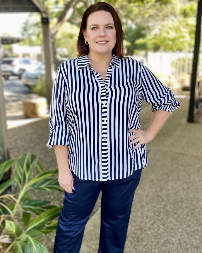 Amour Stripe Shirt – Navy/White