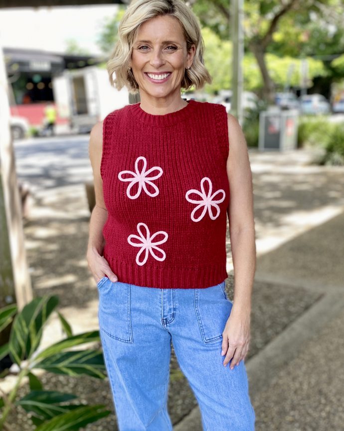 Mulan Knit Vest – Wine