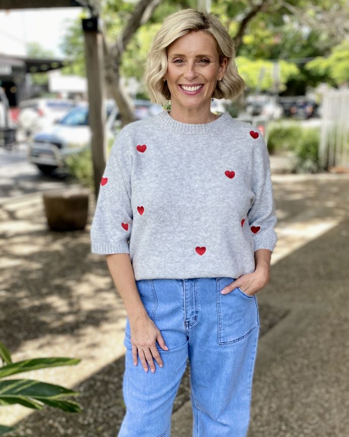 Reba Heart Knit – Grey