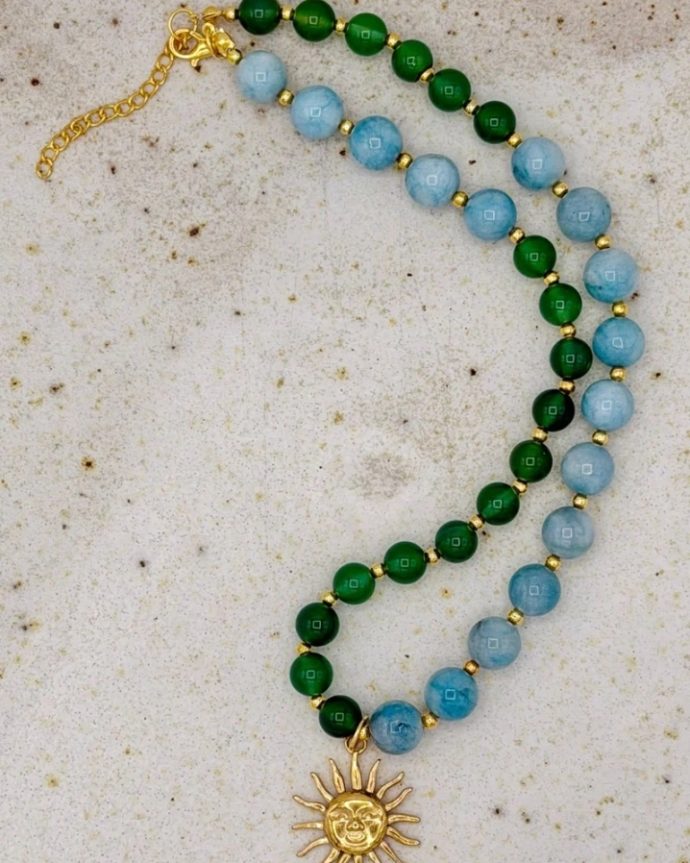 Two tone Lamar Necklace with Sun