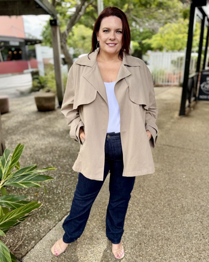 Farida Cropped Trench – Stone