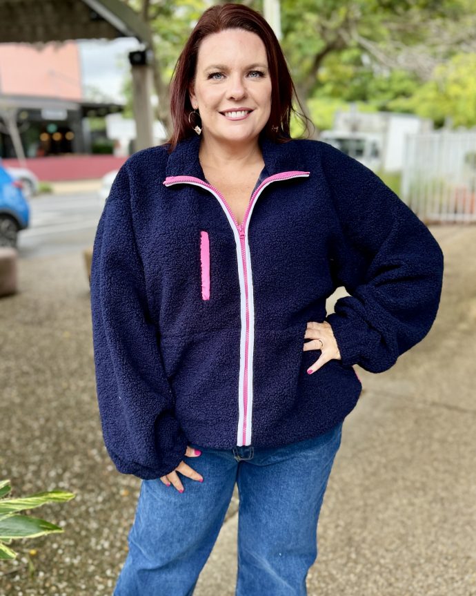 Jayne Fleece Jacket – Navy