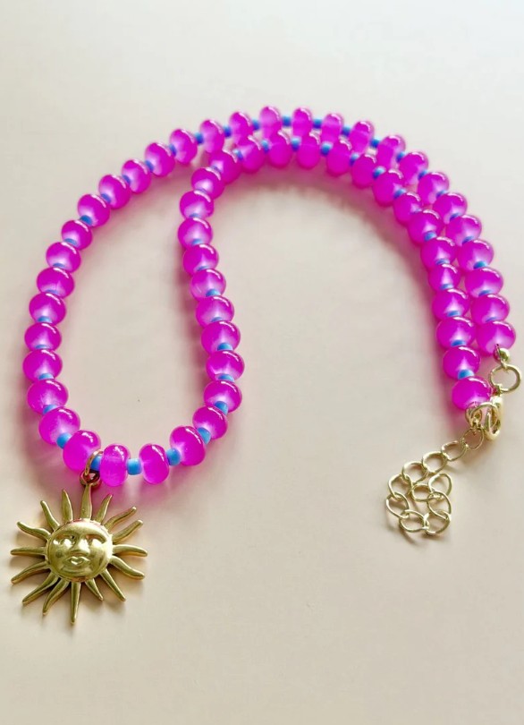 Sunny Gem Necklace – Hot Pink