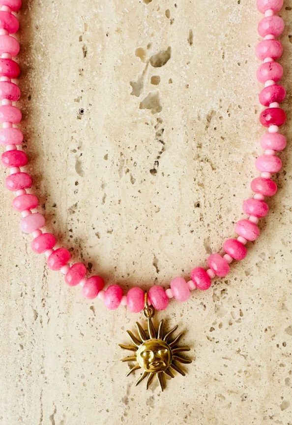 Sunny Gem Necklace –Soft Pink