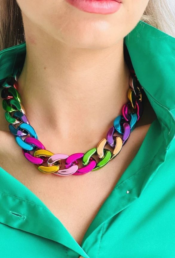 The Met Chain Necklace – Metallic Rainbow